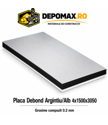 Placa BOND argintiu/alb 4mm, 1500x3050mm, aluminiu 0.2mm